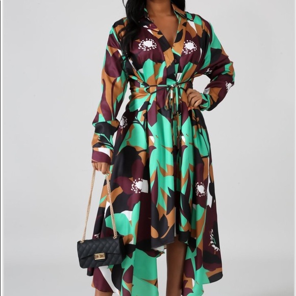 🌟HP🌟Dani Green & Brown Long Sleeve Dress👗 - Picture 6 of 15